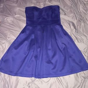 Strapless Royal Blue Polyester Dress